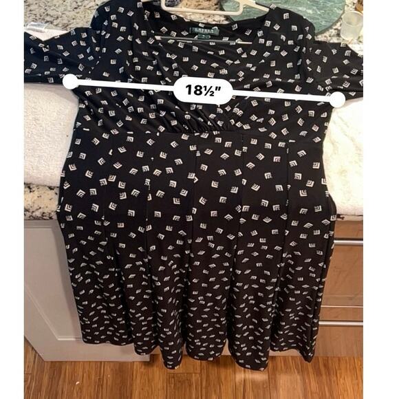 Ralph Lauren Black White Geometric Wrap Bodice Fit & Flare Dress Size 12 Career - Picture 10 of 11